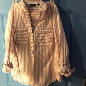 7th Avenue light pink half button up blouse